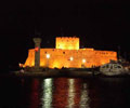 Rhodes Mandraki Harbour By Night